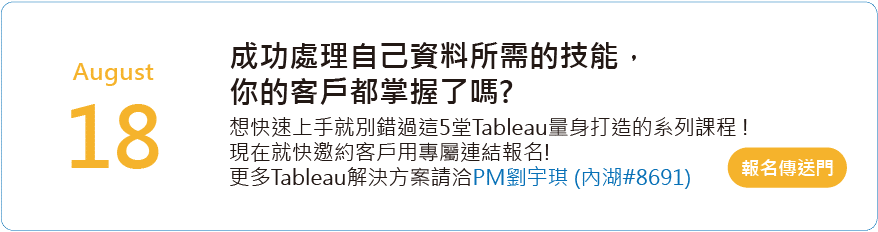 Tableau 的靈魂內容都是使資料分析變得快速、簡單、美觀