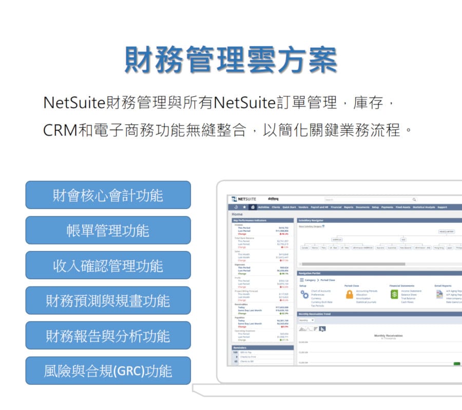 NetSuite ERP作為核心系統，新創公司及跨國企業選擇的雲服務系統
